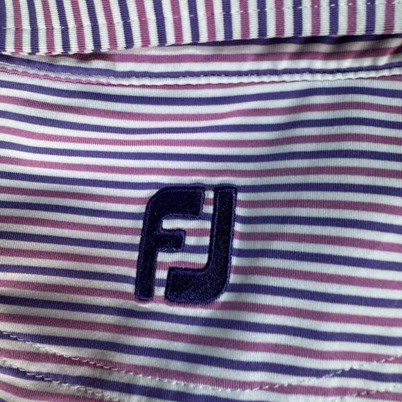 FootJoy Polo Mens XL Purple Pink Striped Short Sleeve Casual Golf Shirt Adult - Picture 5 of 6